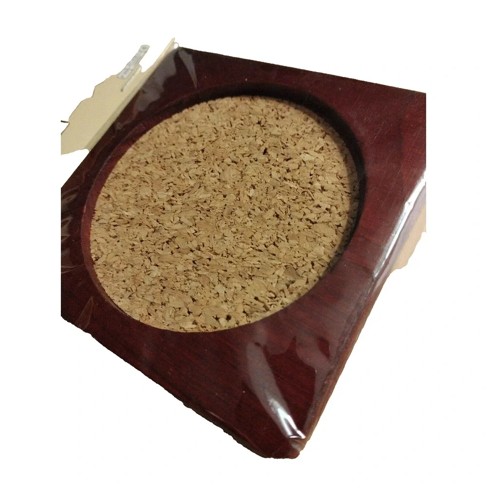 6 Set Bamboo Coasters Wood Round Cork‎ Barware Contemporary Traditional Luxe NEW